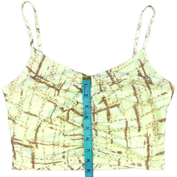 Bp Nordstrom Women's Yellow And Brown Abstract Ruched Crop Cami Size Medium NWT - Picture 7 of 9